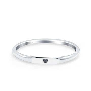 Heart Oxidized Band Solid 925 Sterling Silver Thumb Ring (2.2mm)